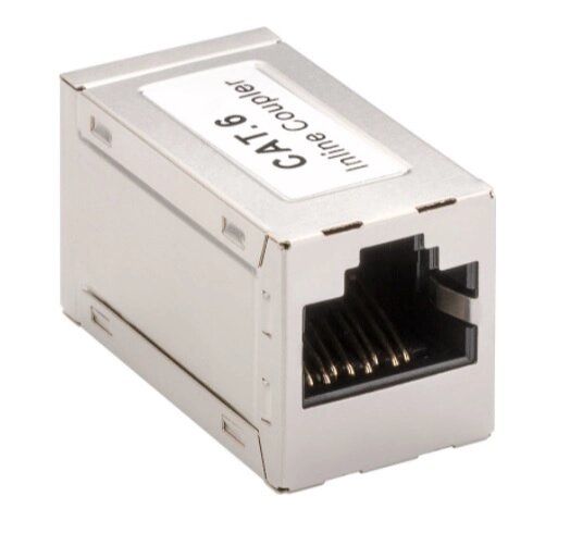 Перехідник мережевий Lucom RJ45 UTP6 F/F адаптер Coupler Metal Gold металік (62.09.8183) від компанії інтернет-магазин "БИТПРОМТОРГ" - фото 1