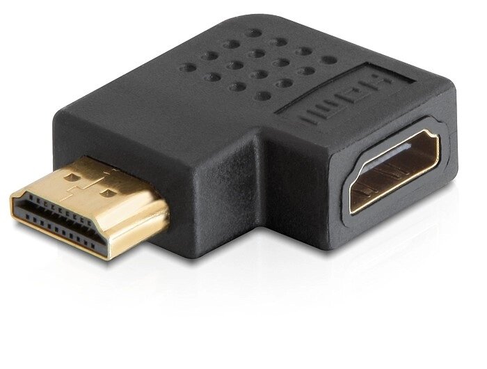 Перехідник моніторний Delock HDMI M/F (адаптер) 90°вправо v1.3 Gold чорний (70.06.5076) від компанії інтернет-магазин "БИТПРОМТОРГ" - фото 1