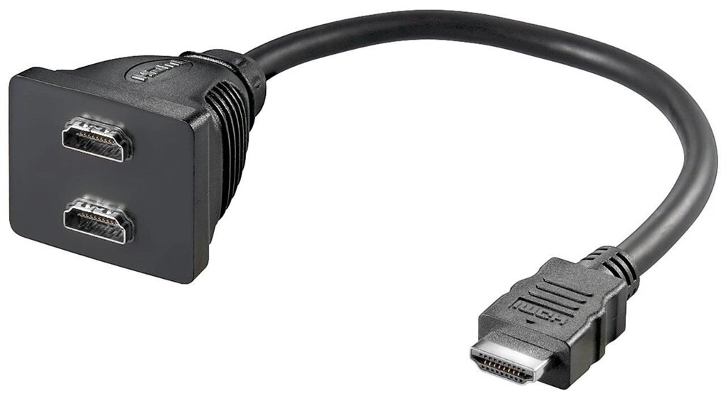 Перехідник моніторний Goobay HDMI 1x2 (Splitter) Pas 0.2m p1080i@60Hz Nickel чорний (75.06.8783) від компанії інтернет-магазин "БИТПРОМТОРГ" - фото 1