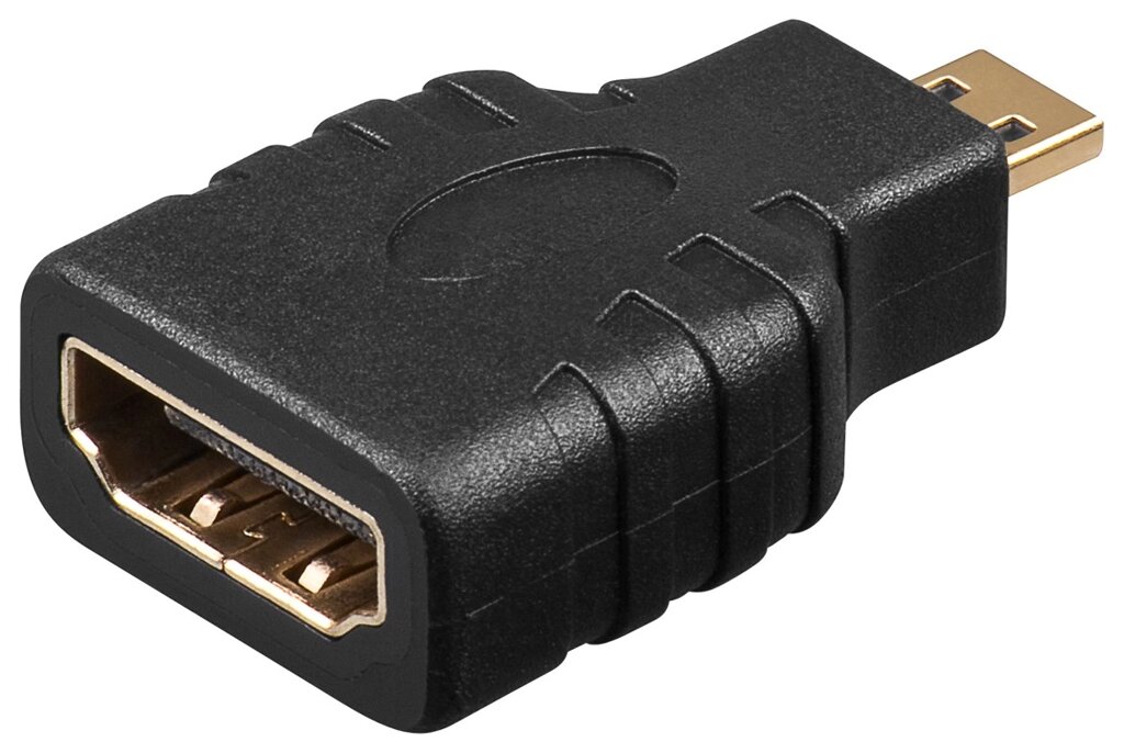 Перехідник моніторний Goobay HDMI-micro F/M (адаптер) HS+HEC+ARC+3D литий Gold чорний (75.06.8842) від компанії інтернет-магазин "БИТПРОМТОРГ" - фото 1