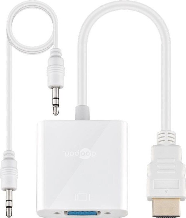 Перехідник моніторний Goobay HDMI-VGA HD15 VGA-екран Pas 1080p 0.20m +3.5mm Audio Білий (75.03.1758) від компанії інтернет-магазин "БИТПРОМТОРГ" - фото 1