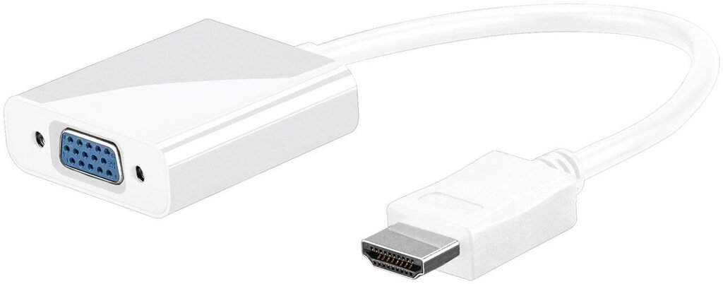 Перехідник моніторний Goobay HDMI->VGA HD15 (VGA-екран) Pas 1080p 0.20m +3.5mm Audio білий (75.05.1758) від компанії інтернет-магазин "БИТПРОМТОРГ" - фото 1