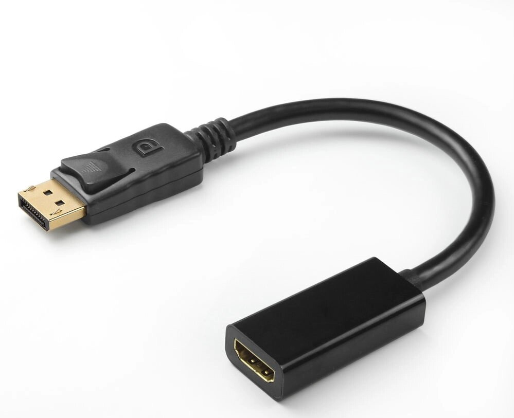 Перехідник моніторний Lucom DisplayPort-HDMI M/F (HDMIекран) v1.2 4K@30Hz 0.2m чорний (78.01.9006) від компанії інтернет-магазин "БИТПРОМТОРГ" - фото 1