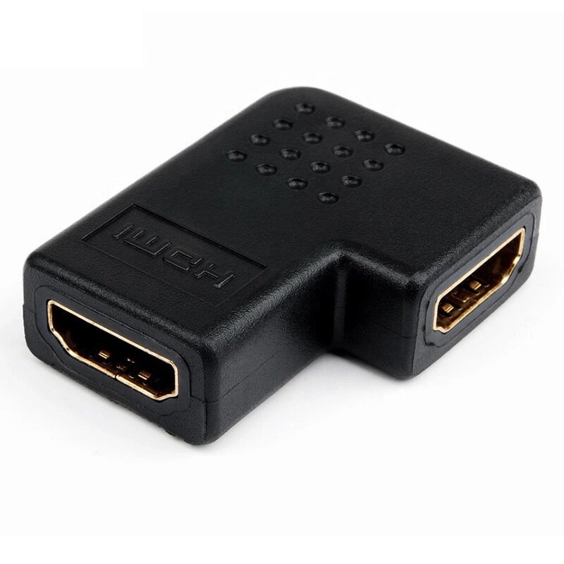 Перехідник моніторний Lucom HDMI F/F (адаптер) 90°вліво/вправо v2.0 Gold чорний (62.09.8227) від компанії інтернет-магазин "БИТПРОМТОРГ" - фото 1