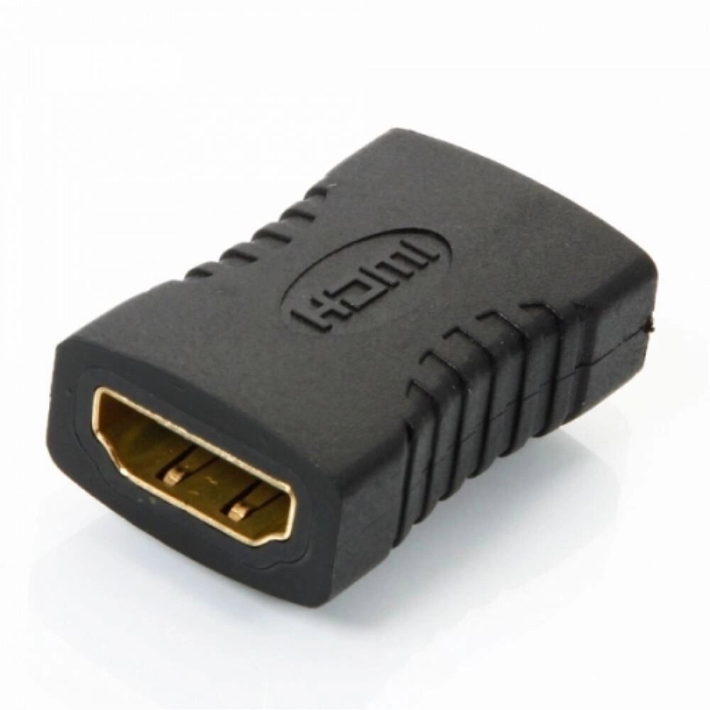 Перехідник моніторний Lucom HDMI F/F (адаптер) прямий Gold чорний (62.09.8002) від компанії інтернет-магазин "БИТПРОМТОРГ" - фото 1