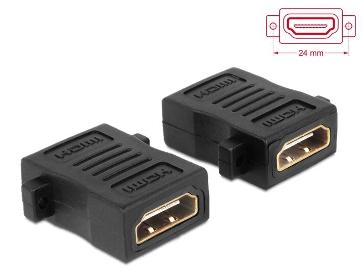 Перехідник моніторний Lucom HDMI F/F (адаптер) прямий з кріпленням L=28mm чорний (62.01.3193) від компанії інтернет-магазин "БИТПРОМТОРГ" - фото 1