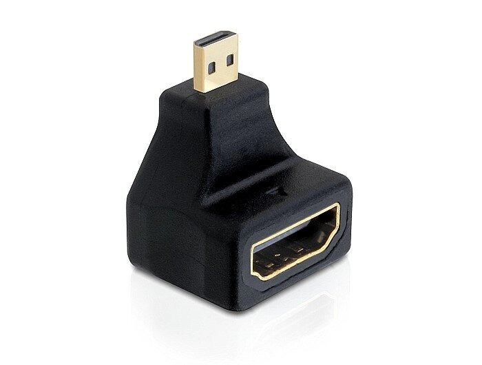 Перехідник моніторний Lucom HDMI-micro F/M (адаптер) 90°вверх Gold чорний (62.09.8046) від компанії інтернет-магазин "БИТПРОМТОРГ" - фото 1