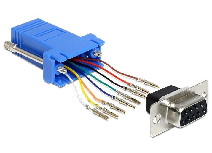 Перехідник обладнання Delock COM (DB9)-RJ45 UTP5e F/F Assemble Kit (RS232 over TP) синій (70.06.5430) від компанії інтернет-магазин "БИТПРОМТОРГ" - фото 1