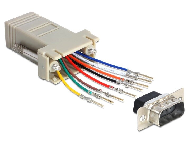 Перехідник обладнання Delock COM (DB9)-RJ45 UTP5e M/F Assemble Kit (RS232 over TP) сірий (70.06.5462) від компанії інтернет-магазин "БИТПРОМТОРГ" - фото 1