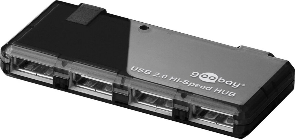 Перехідник обладнання Goobay USB2.0 A 1x4 (HUB) Pas SlimLine Black чорний (75.09.5670) від компанії інтернет-магазин "БИТПРОМТОРГ" - фото 1