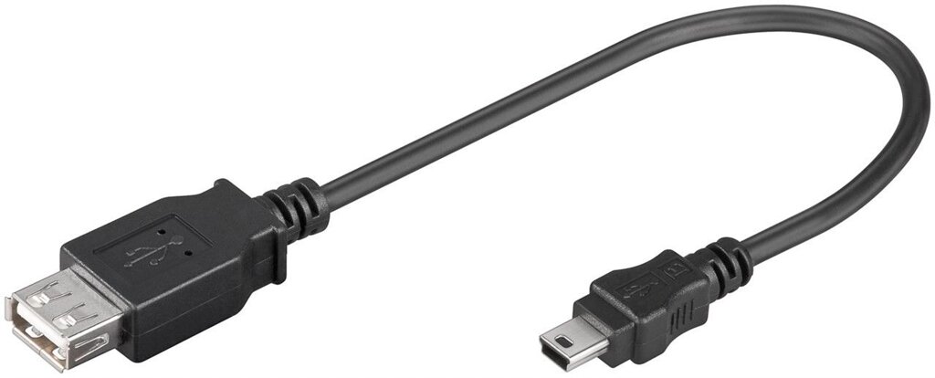 Перехідник обладнання Goobay USB2.0 A-mini 5p F/M 0.2m прямий чорний (75.09.5006) від компанії інтернет-магазин "БИТПРОМТОРГ" - фото 1