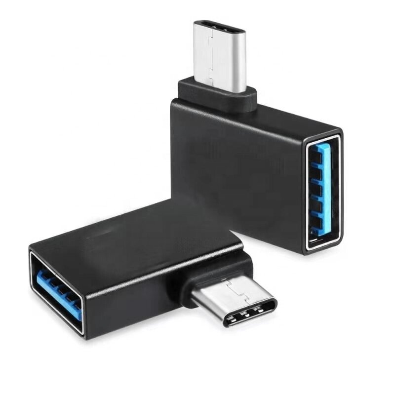 Перехідник обладнання Lucom USB Type-C-3.0A M/F (USB3.0) адаптер OTG 90° вліво чорний (62.09.8012) від компанії інтернет-магазин "БИТПРОМТОРГ" - фото 1