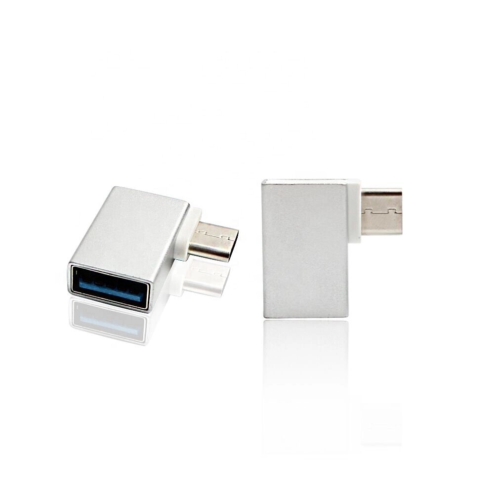 Перехідник обладнання Lucom USB Type-C-3.0A M/F (USB3.0) адаптер OTG 90° вліво срібний (62.09.8137) від компанії інтернет-магазин "БИТПРОМТОРГ" - фото 1