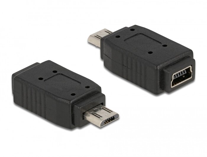 Перехідник обладнання Lucom USB2.0 mini 5p-microB F/M адаптер прямий Nickel чорний (62.09.8240) від компанії інтернет-магазин "БИТПРОМТОРГ" - фото 1