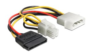 Кабель живлення внутрішній Delock MoleX-SATA 15p M/F +ATX (EPS) 4p/M 0.15m прямий 4p (70.06.0127)