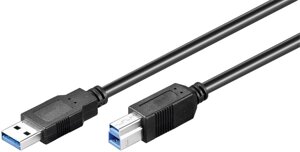 Кабель принтера Goobay USB3.0 A-B M/M 5.0m 2xShielded AWG28 Cu UL-Certif. чорний (75.09.6119)