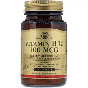 Вітамін В12 Solgar ціанокобаламін Vitamin B12 100 мкг 100 таблеток (SOL03180)