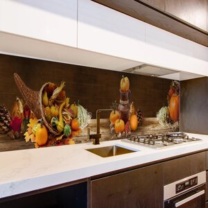 Скинали на кухню Zatarga «Ріг достатку натюрморт овочі фрукти» 600х2000 мм вінілова 3Д Наліпка кухонний