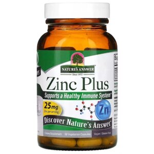 Мікроелемент Цинк Nature's Answer Zinc Plus 25 mg 60 Veg Caps в Дніпропетровській області от компании интернет-магазин "БЫТПРОМТОРГ"