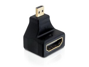 Перехідник моніторний Lucom HDMI-micro F/M (адаптер) 90°вверх Gold чорний (62.09.8046)