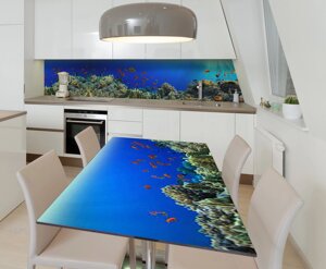 Наліпка 3Д вінілова на стіл Zatarga «Підводний світ» 650х1200 мм для будинків, квартир, столів, кофеєнь,