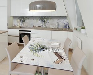 Наклейка 3Д вінілова на стіл Zatarga «Ажурні вазони» 600х1200 мм для будинків, квартир, столів, кав'ярень, кафе