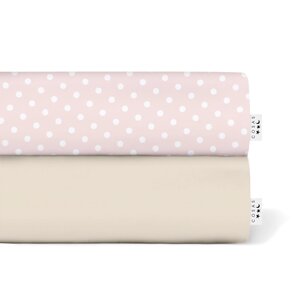 Набір простирадла на резинці Cosas BEIGE / ROSE DOTS Ранфорс 160х200х20 см 2 шт Рожевий/Бежевий