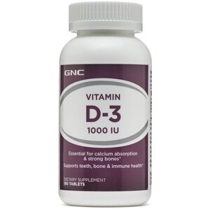 Вітамін D для спорту GNC Vitamin D3 1000 IU 180 Tabs в Дніпропетровській області от компании интернет-магазин "БЫТПРОМТОРГ"