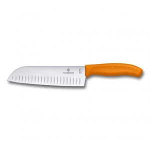 Кухонний ніж Victorinox SwissClassic Santoku з повітряними кишенями 170 мм у блістері Оранжевий (6.8526.17L9B)