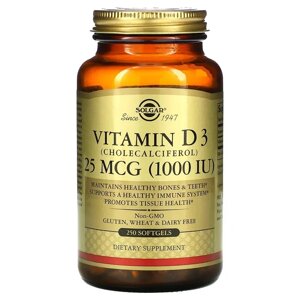 Вітамін D Solgar Vitamin D3 (Cholecalciferol) 1000 IU 25 mcg 250 Softgels в Дніпропетровській області от компании интернет-магазин "БЫТПРОМТОРГ"