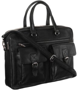 Чоловіча шкіряна сумка-портфель для ноутбука 14 дюймів Always Wild LAP15602NDM Чорна