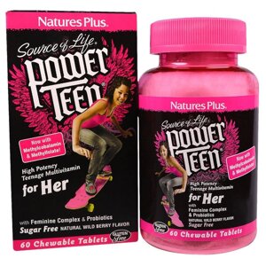 Вітамінно-мінеральний комплекс Nature's Plus Power Teen for her 60 Chewable Tabs Wild berry flavor