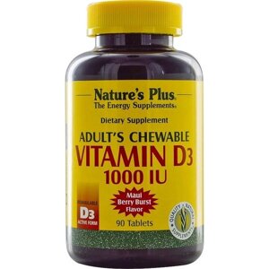 Вітамін D Nature's Plus Adult's Chewable Vitamin D3 1000UI 90 Tabs Maui Berry Burst Flavor NTP1044