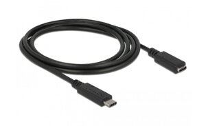 Кабель пристроїв-подовжувач Delock USB Type-C M/F (USB3.0) 1.5m 3A AWG24+32 чорний (70.08.5534)