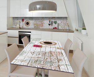 Наліпка 3Д виниловая на стол Zatarga «Рим Кирпичная кладка» 600х1200 мм для домов, квартир, столов,