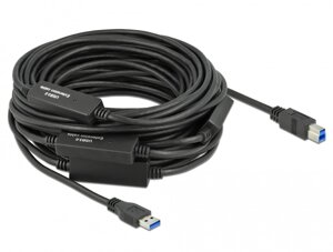 Кабель Delock USB3.0 A-B M/M 20.0m Active v3.2Gen1 AWG24+28 D=5.5mm Чорний (70.08.5382)