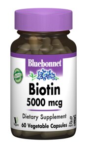 Біотин (B7) 5000мкг Bluebonnet Nutrition 60 гелевих капсул (BLB0447)