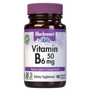 Пірідоксин Bluebonnet Nutrition Vitamin B6 50 mg 90 Veg Caps