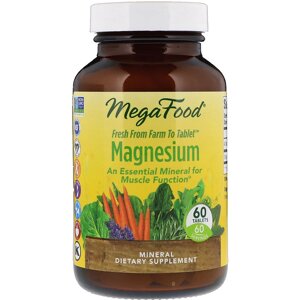 Магній, Magnesium, MegaFood, 60 пігулок