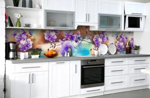Скинали на кухню Zatarga "Пишні квіти на гілці" 650х2500 мм вінілова 3Д Наліпка кухонний фартух