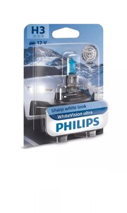 Автолампа PHILIPS 12336WVUB1 H3 55W 12V WhiteVision ultra +60% (3900K) B1