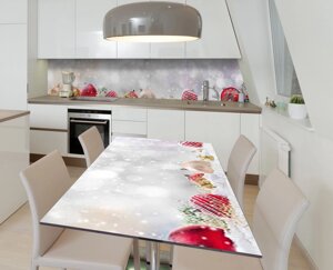 Наліпка 3Д вінілова на стіл Zatarga «Ялинкові кульки» 600х1200 мм для будинків, квартир, столів, кофеєнь,