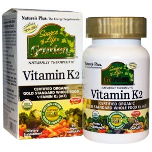 Вітамін K Nature's Plus Source of Life Garden Vitamin K2 120 mcg 60 Caps в Дніпропетровській області от компании интернет-магазин "БЫТПРОМТОРГ"