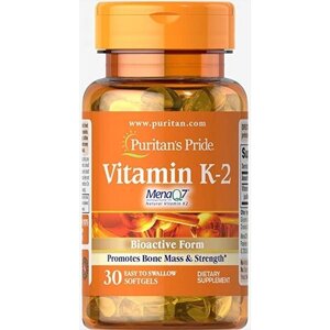 Вітамін K Puritan's Pride Vitamin K-2 (MenaQ7) 100 mcg 30 Softgels