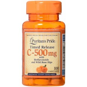 Вітамін C Puritan's Pride Vitamin C-500 mg with Rose Hips Time Release 100 Caplets