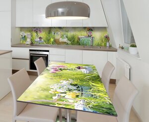 Наліпка 3Д вінілова на стіл Zatarga «Літній пікнік» 600х1200 мм для будинків, квартир, столів, кофеєнь, кафе
