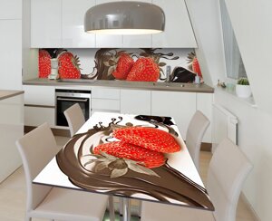 Наліпка 3Д виниловая на стол Zatarga «Клубника в шоколаде» 600х1200 мм для домов, квартир, столов, кофейн,
