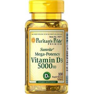 Вітамін D Puritan's Pride Vitamin D3 5000 IU 100 Softgels PTP-19377