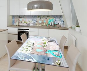 Наліпка 3Д вінілова на стіл Zatarga «Кашпо з пролісками» 600х1200 мм для будинків, квартир, столів, кофеєнь,
