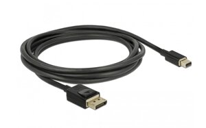 Кабель монітора-сигнальний Delock DisplayPort-mini M/M 2.0m v1.4 8K@60Hz 19p D=4.5mm Gold Cu чорний (70.08.4928)